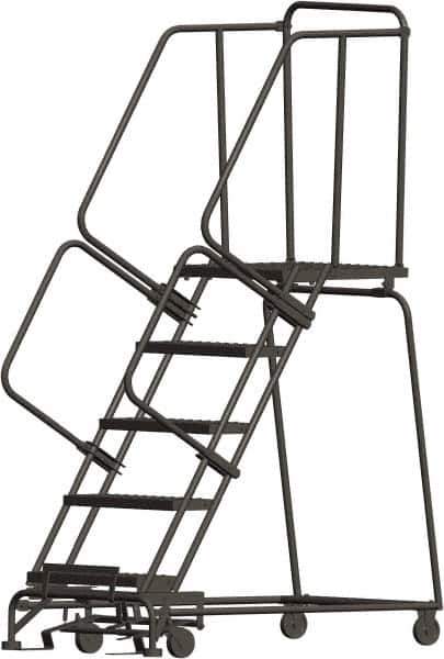 Ballymore - 83" 5 Step Ladder - 450 Lb Capacity, 50" Platform Height, 30" Base Width x 49" Depth, Heavy-Duty Serrated Grating - USA Tool & Supply