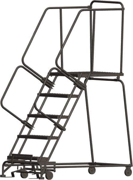 Ballymore - 83" 5 Step Ladder - 450 Lb Capacity, 50" Platform Height, 30" Base Width x 56" Depth, Heavy-Duty Serrated Grating - USA Tool & Supply