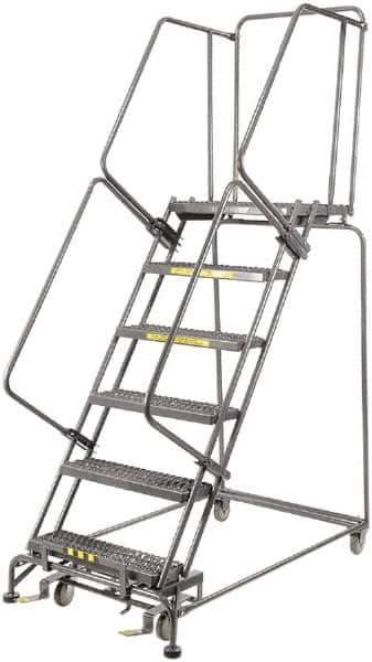 Ballymore - 93" 6 Step Ladder - 450 Lb Capacity, 60" Platform Height, 24" Base Width x 56" Depth, Expanded Metal Tread - USA Tool & Supply