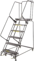 Ballymore - 93" 6 Step Ladder - 450 Lb Capacity, 60" Platform Height, 24" Base Width x 56" Depth, Heavy-Duty Serrated Grating - USA Tool & Supply