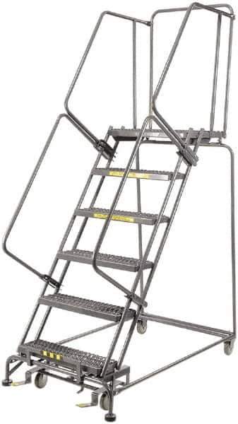 Ballymore - 93" 6 Step Ladder - 450 Lb Capacity, 60" Platform Height, 30" Base Width x 56" Depth, Expanded Metal Tread - USA Tool & Supply