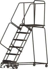 Ballymore - 93" 6 Step Ladder - 450 Lb Capacity, 60" Platform Height, 30" Base Width x 63" Depth, Heavy-Duty Serrated Grating - USA Tool & Supply