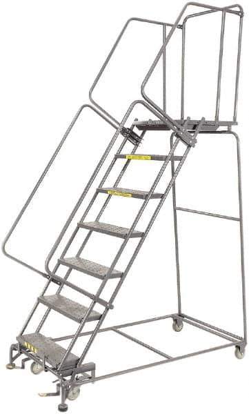 Ballymore - 103" 7 Step Ladder - 450 Lb Capacity, 70" Platform Height, 30" Base Width x 62" Depth, Expanded Metal Tread - USA Tool & Supply