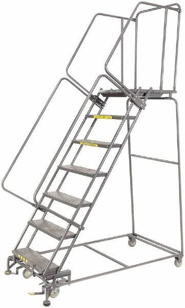 Ballymore - 103" 7 Step Ladder - 450 Lb Capacity, 70" Platform Height, 24" Base Width x 62" Depth, Heavy-Duty Serrated Grating - USA Tool & Supply