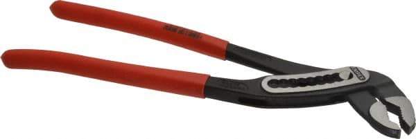 Knipex - 12" OAL, 2-3/4" Max Capacity, 9 Position Water Pump Tongue & Groove Pliers - Self-Gripping V-Jaws, Alligator Jaw Head, Plastic Dipped Handles - USA Tool & Supply