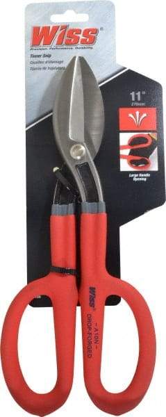 Wiss - 2-1/2" Length of Cut, Straight Pattern Tinner's Snip - 11" OAL, Cushion Grip Handle, 21 AWG Steel Capacity - USA Tool & Supply