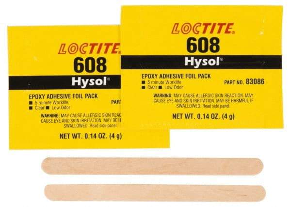 Loctite - 0.14 oz Pouch Two Part Epoxy - 5 min Working Time, 1,500 psi Shear Strength, Series 608 - USA Tool & Supply