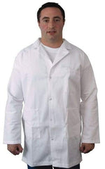 PRO-SAFE - Size M White Lab Coat - Polyester and Cotton, Snap Front, Open Wrists, (2 Pass Through Pockets and Front Chest and Hip Pocket) - USA Tool & Supply