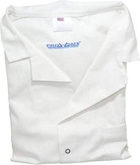 PRO-SAFE - Size L White Lab Coat - Polyester and Cotton, Snap Front, Open Wrists, (2 Pass Through Pockets and Front Chest and Hip Pocket) - USA Tool & Supply