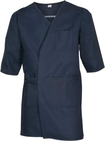 PRO-SAFE - Size XL Navy Blue Smock with 5 Pockets - Polyester and Cotton, Buttonless and Ties In Back - USA Tool & Supply