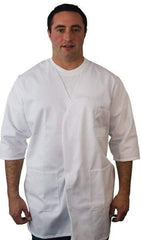 PRO-SAFE - Size M White Smock with 5 Pockets - Polyester and Cotton, Buttonless and Ties In Back - USA Tool & Supply