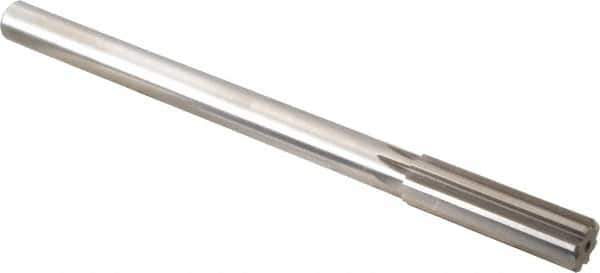Alvord Polk - 47/64" High Speed Steel 8 Flute Chucking Reamer - Straight Flute, 5/8" Straight Shank, 2-1/2" Flute Length, 9-1/2" OAL - USA Tool & Supply