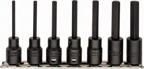 Proto - 7 Piece 3/8" Drive Inch Impact Hex Bit Socket Set - 1/8 to 3/8" Hex - USA Tool & Supply