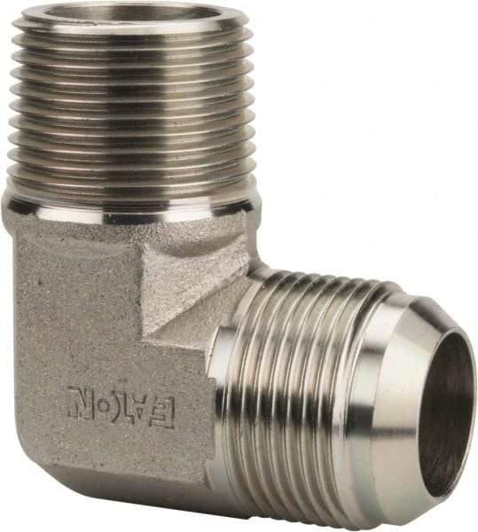 Eaton - 1" Tube OD, 37° Steel Flared Tube Male Elbow - 1 NPT, Flare x MNPT Ends - USA Tool & Supply