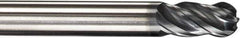 SGS - 15/32" Diam, 1" LOC, 4 Flute Solid Carbide Ball End Mill - AlTiN Finish, Single End, 3" OAL, 1/2" Shank Diam, Spiral Flute - USA Tool & Supply