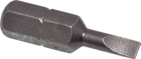 Apex - 0.138" x 0.025" Blade, 1/4" Drive Slotted Screwdriver Bit - 1" OAL, Insert Bit - USA Tool & Supply