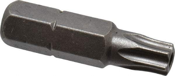 Apex - 1/4" Drive T27 Torx Screwdriver Bit - 1" OAL, Tamper Resistant Bit - USA Tool & Supply