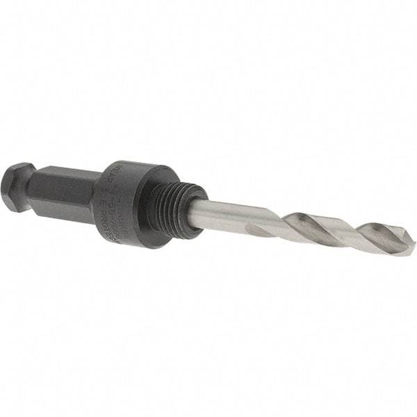 Milwaukee Tool - 5/8 to 1-3/16" Tool Diam Compatibility, Straight Shank, Steel Integral Pilot Drill, Hole Cutting Tool Arbor - 1/2" Min Chuck, Hex Shank Cross Section, Threaded Shank Attachment, For Hole Saws - USA Tool & Supply