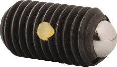 Gibraltar - M12x1.75, 8mm Ball Diam, 22mm Body Length, 2.5mm Max Ball Reach, Threaded Ball Plunger - Steel Body, Steel Ball, 6.75 Lb Initial End Force, 12.36 Lb Final End Force, Locking Element - USA Tool & Supply