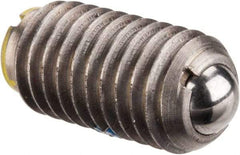 Gibraltar - M8x1.25, 5mm Ball Diam, 16mm Body Length, 1.5mm Max Ball Reach, Threaded Ball Plunger - Stainless Steel Body, Stainless Steel Ball, 9 Lb Initial End Force, 13.49 Lb Final End Force, Locking Element - USA Tool & Supply