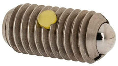 Gibraltar - M8x1.25, 5mm Ball Diam, 16mm Body Length, 1.5mm Max Ball Reach, Threaded Ball Plunger - Stainless Steel Body, Stainless Steel Ball, 1.12 Lb Initial End Force, 2.25 Lb Final End Force, Locking Element - USA Tool & Supply