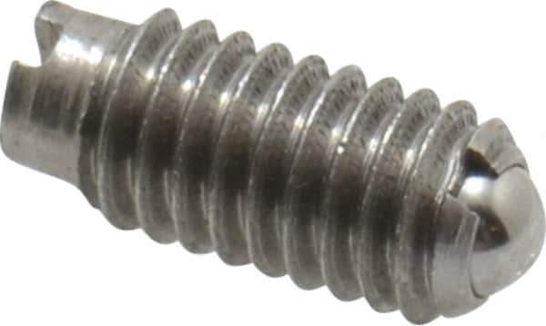 Gibraltar - M4x0.7, 2.5mm Ball Diam, 9mm Body Length, 0.8mm Max Ball Reach, Threaded Ball Plunger - Stainless Steel Body, Stainless Steel Ball, 0.9 Lb Initial End Force, 2.25 Lb Final End Force - USA Tool & Supply