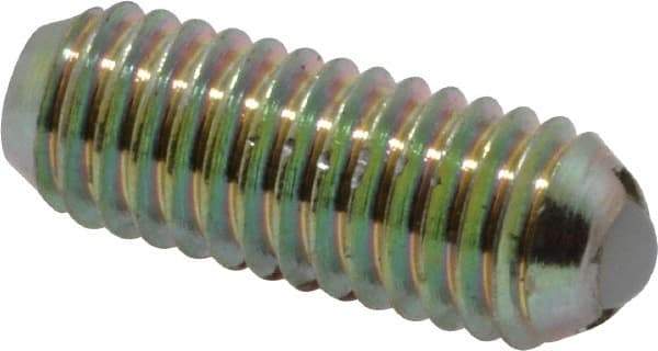 Gibraltar - 10-32, 0.094" Ball Diam, 0.513" Body Length, 0.025" Max Ball Reach, Threaded Ball Plunger - Steel Body, Nylon Ball, 2 Lb Initial End Force, 5 Lb Final End Force, Locking Element - USA Tool & Supply