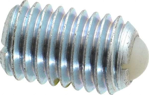 Gibraltar - 5/8-11, 0.375" Ball Diam, 0.984" Body Length, 0.096" Max Ball Reach, Threaded Ball Plunger - Steel Body, Nylon Ball, 4.5 Lb Initial End Force, 9 Lb Final End Force, Locking Element - USA Tool & Supply