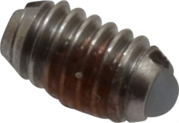 Gibraltar - 4-48, 0.062" Ball Diam, 0.187" Body Length, 0.02" Max Ball Reach, Threaded Ball Plunger - Stainless Steel Body, Nylon Ball, 0.13 Lb Initial End Force, 0.5 Lb Final End Force, Locking Element - USA Tool & Supply