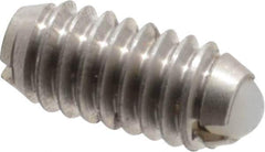 Gibraltar - 8-32, 0.094" Ball Diam, 0.344" Body Length, 0.025" Max Ball Reach, Threaded Ball Plunger - Stainless Steel Body, Nylon Ball, 0.5 Lb Initial End Force, 1.25 Lb Final End Force, Locking Element - USA Tool & Supply