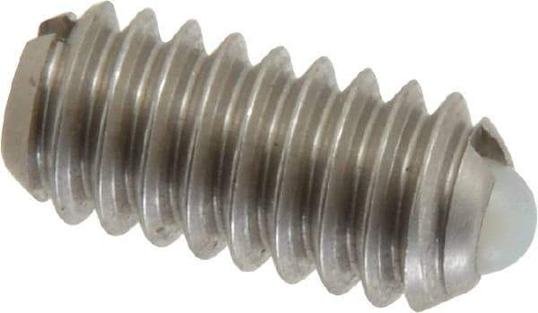 Gibraltar - 1/4-20, 0.125" Ball Diam, 0.531" Body Length, 0.035" Max Ball Reach, Threaded Ball Plunger - Stainless Steel Body, Nylon Ball, 3 Lb Initial End Force, 7 Lb Final End Force - USA Tool & Supply