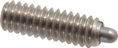 Gibraltar - 1/4-20, 3/4" Thread Length, 1/8" Plunger Projection, Stainless Steel Threaded Spring Plunger - 0.118" Max Plunger Diam, 3/4" Plunger Length, 2 Lb Init End Force, 9 Lb Final End Force, 0.0781" Hex - USA Tool & Supply