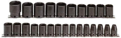Proto - 25 Piece 1/2" Drive Impact Socket Set - 6 Points, 8mm to 36mm Range, Metric Measurement Standard - USA Tool & Supply