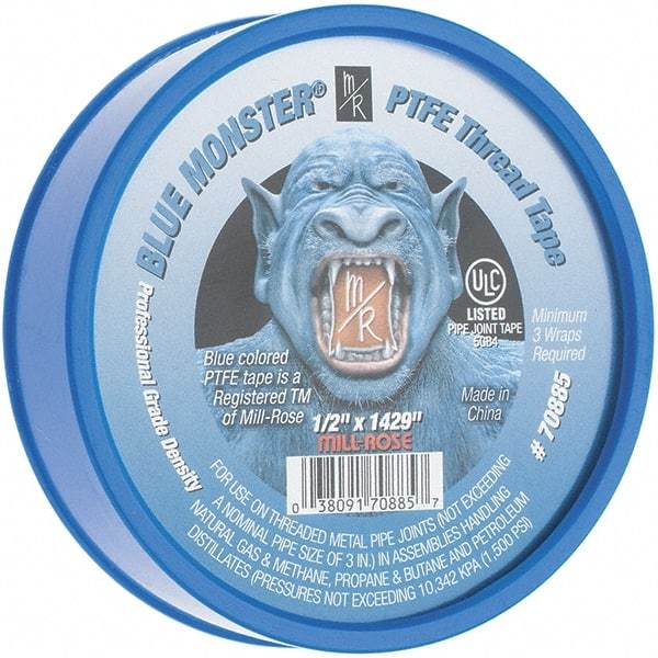 Value Collection - 1/2" Wide x 1,429" Long General Purpose Pipe Repair Tape - -450 to 500°F, Blue - USA Tool & Supply