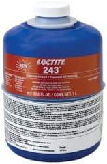 Loctite - 1,000 mL Bottle, Blue, Medium Strength Liquid Threadlocker - Series 243, 24 Hour Full Cure Time, Hand Tool Removal - USA Tool & Supply