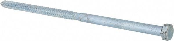 Value Collection - 1/2" Screw, 12" Length Under Head, Steel, Hex Head Lag Screw - Zinc Plated, Grade 2 - USA Tool & Supply