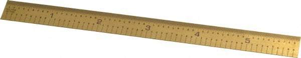 Fowler - 6" Long, 1/100, 1/64, 1/32, 1/10" Graduation, Flexible Steel Rule - 5R Graduation Style, 3/4" Wide, Yellow, Titanium Finish - USA Tool & Supply