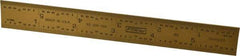 Fowler - 6" Long, 1/64, 1/32, 1/16, 1/8" Graduation, Rigid Steel Rule - 4R Graduation Style, 3/4" Wide, Yellow, Titanium Finish - USA Tool & Supply