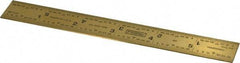 Fowler - 6" Long, 1/100, 1/64, 1/32, 1/10" Graduation, Rigid Steel Rule - 5R Graduation Style, 3/4" Wide, Yellow, Titanium Finish - USA Tool & Supply
