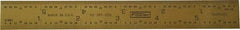Fowler - 6" Long, 1/64, 1/32" and 0.5, 1mm Graduation, Rigid Steel Rule - English/Metric Graduation Style, 1/2" Wide, Yellow, Titanium Finish - USA Tool & Supply