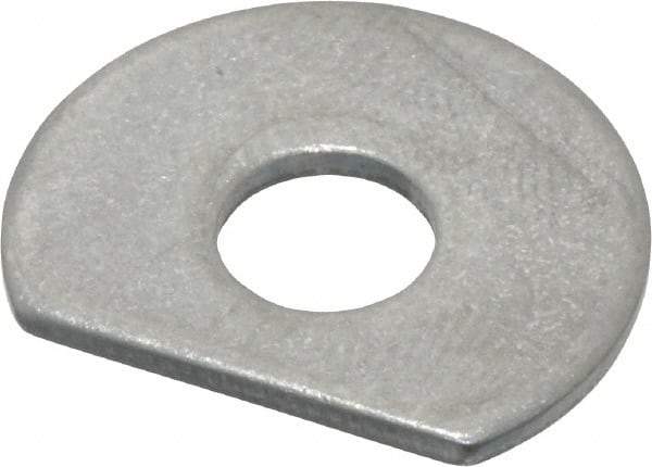 Made in USA - 1/4" Screw Size, 0.254" ID, 1008/1010 Steel Clipped Washer - 0.249 to 0.259" ID, 0.74 to 0.76" OD, 0.044 to 0.052" Thickness, Uncoated - USA Tool & Supply