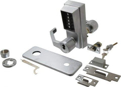 Kaba Access - Heavy Duty Combination Entry Lever Lockset with Key Override - 2-3/4" Back Set, 6 or 7 Pin Length Best & Compatible Cylinder (Core Not Included), Satin Chrome Finish - USA Tool & Supply