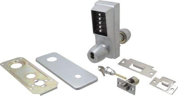 Kaba Access - 1-3/8 to 2-1/4" Door Thickness, Satin Chrome Pushbutton Knob Lockset - 2-3/4" Back Set, 6 or 7 Pin Length Best & Compatible (Core Not Included) Cylinder - USA Tool & Supply