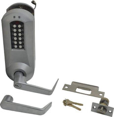 Kaba Access - Extra Heavy Duty Pushbutton Lock Lever Lockset - 2-3/4" Back Set, Key In Lever Cylinder - USA Tool & Supply