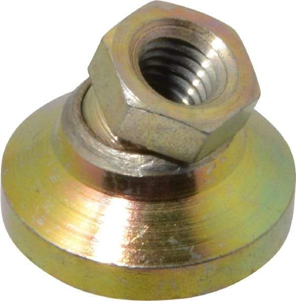 Gibraltar - 453 kg Capacity, M8 Thread, 17.8mm OAL, Steel Stud, Tapped Pivotal Socket Mount Leveling Pad - 25.5mm Base Diam, Steel Pad, 12.7mm Hex - USA Tool & Supply