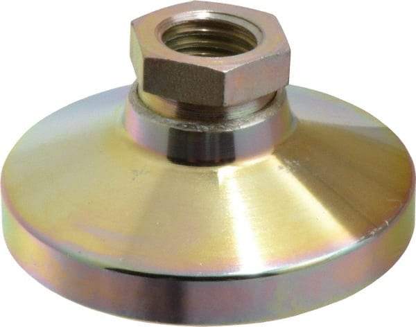 Gibraltar - 2721 kg Capacity, M16 Thread, 31.7mm OAL, Steel Stud, Tapped Pivotal Socket Mount Leveling Pad - 63.5mm Base Diam, Steel Pad, 22mm Hex - USA Tool & Supply