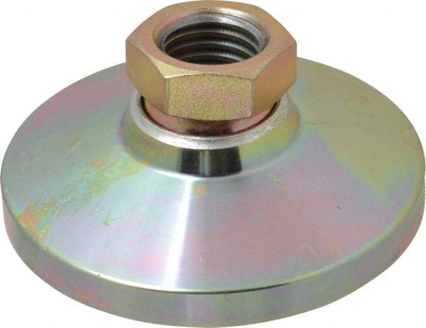 Gibraltar - 9072 kg Capacity, M24 Thread, 47.6mm OAL, Steel Stud, Tapped Pivotal Socket Mount Leveling Pad - 101mm Base Diam, Steel Pad, 35mm Hex - USA Tool & Supply