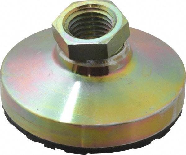 Gibraltar - 816 kg Capacity, M20 Thread, 38mm OAL, Steel Stud, Tapped Pivotal Socket Mount Leveling Pad - 76mm Base Diam, Rubber Pad, 27mm Hex - USA Tool & Supply