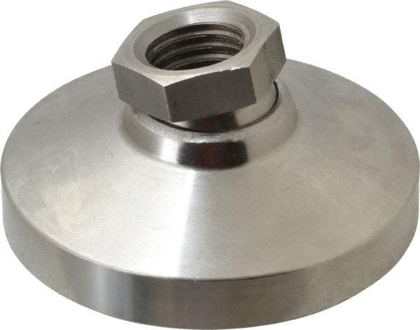 Gibraltar - 3357 kg Capacity, M20 Thread, 38mm OAL, Steel Stud, Tapped Pivotal Socket Mount Leveling Pad - 76mm Base Diam, Stainless Steel Pad, 27mm Hex - USA Tool & Supply
