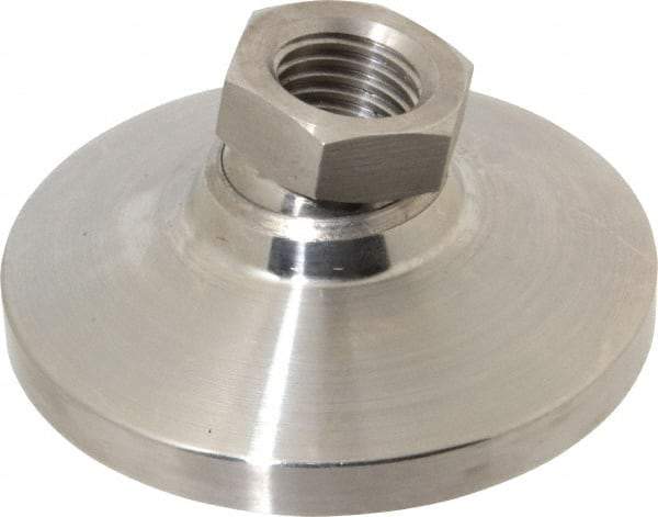 Gibraltar - 9072 kg Capacity, M24 Thread, 47.6mm OAL, Steel Stud, Tapped Pivotal Socket Mount Leveling Pad - 101mm Base Diam, Stainless Steel Pad, 35mm Hex - USA Tool & Supply